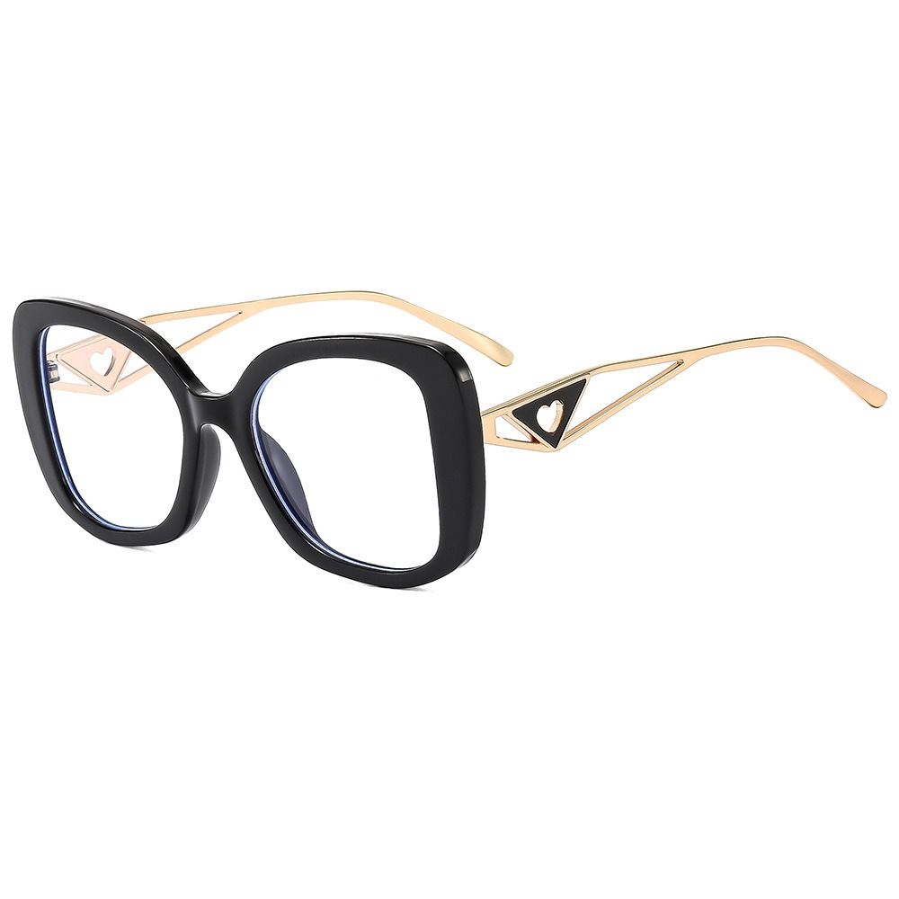 Newest Designer Women Men Oversize Gradient Lens Cat Eye Glasses Plastic Metal Frame UV400 Hollow Heart-shaped Temple Shades 1PC