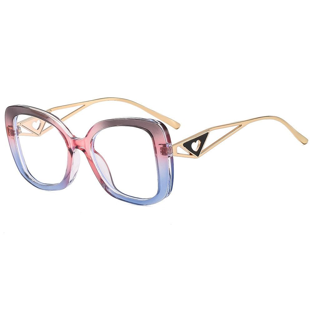 Newest Designer Women Men Oversize Gradient Lens Cat Eye Glasses Plastic Metal Frame UV400 Hollow Heart-shaped Temple Shades 1PC