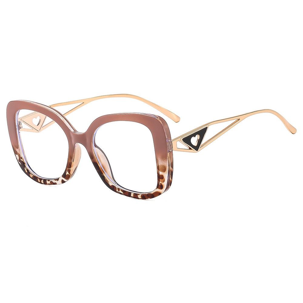 Newest Designer Women Men Oversize Gradient Lens Cat Eye Glasses Plastic Metal Frame UV400 Hollow Heart-shaped Temple Shades 1PC