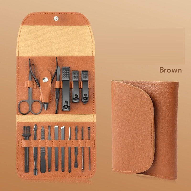 4pcs Manicure Pedicure Tools Stainless Steel Nail Clipper Sets Good Leather Case Manicure Kit for Travel and Gift
