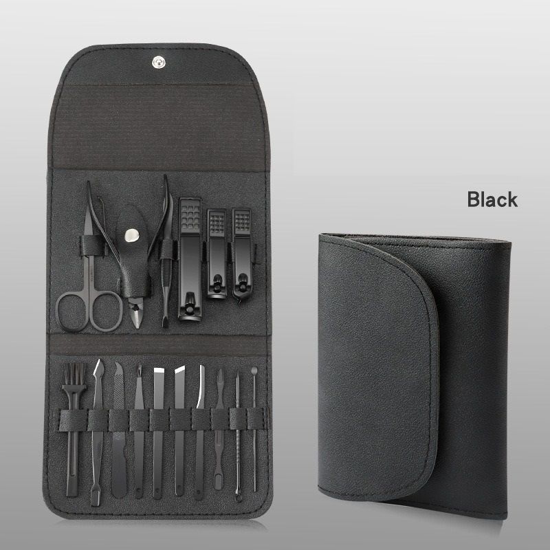 4pcs Manicure Pedicure Tools Stainless Steel Nail Clipper Sets Good Leather Case Manicure Kit for Travel and Gift