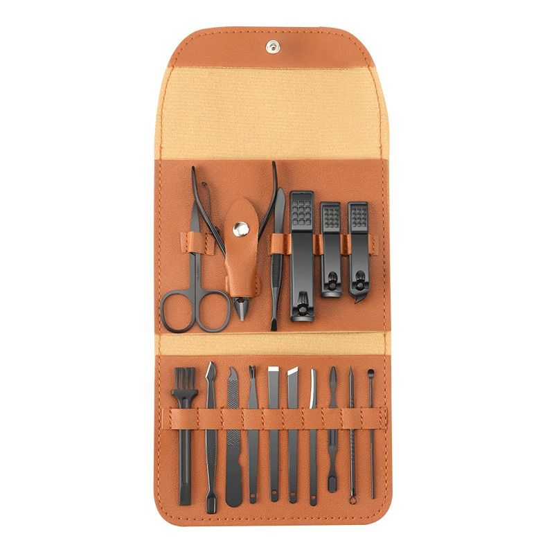 4pcs Manicure Pedicure Tools Stainless Steel Nail Clipper Sets Good Leather Case Manicure Kit for Travel and Gift