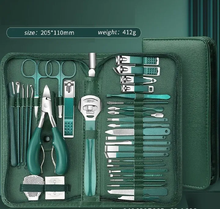 Professional 35-in-1 Home Manicure Pedicure Set Stainless Steel Nail Clipper Kit Personal Care Tools with Luxurious Travel Bag 7pv