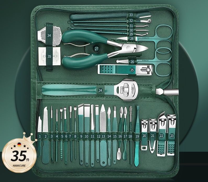 Professional 35-in-1 Home Manicure Pedicure Set Stainless Steel Nail Clipper Kit Personal Care Tools with Luxurious Travel Bag 7pv