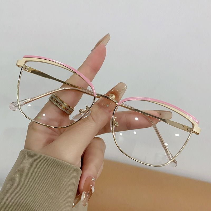 Designer Glasses Metal Optical Glasses Frames Photochromic Blue Light Glasses Women Color Changing Lens Anti 1PC