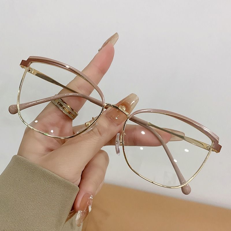 Designer Glasses Metal Optical Glasses Frames Photochromic Blue Light Glasses Women Color Changing Lens Anti 1PC