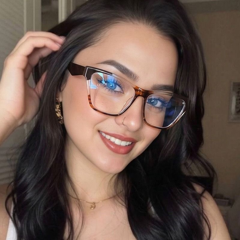 2026 New Women Colorful Square Glasses Candy Color Patchwork Rim Optical Frames Female Trendy Blue Light Blocking Decor Eyewear 1PC