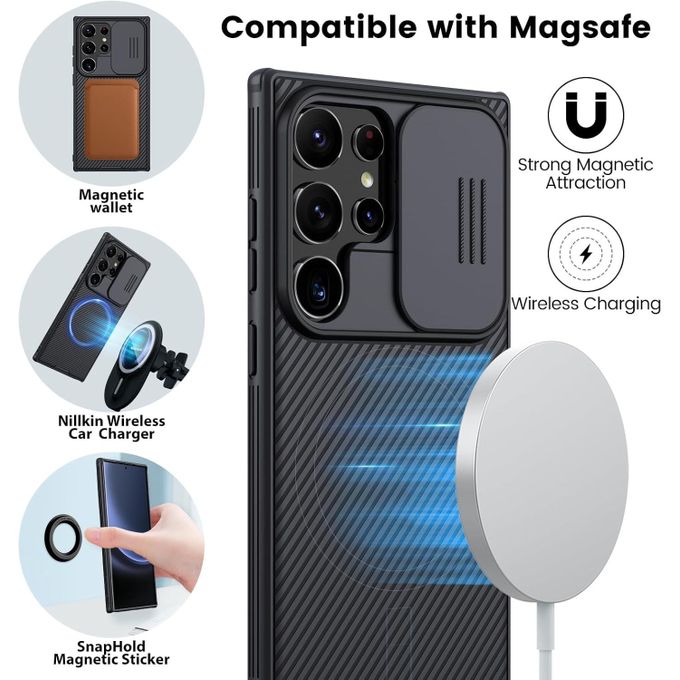 Nilkin Galaxy S24 Ultra Case with Camera Cover, CamShield Pro for Samsung S24 Ultra 5G Phone Case, Slim Fit Thin Shockproof Cover