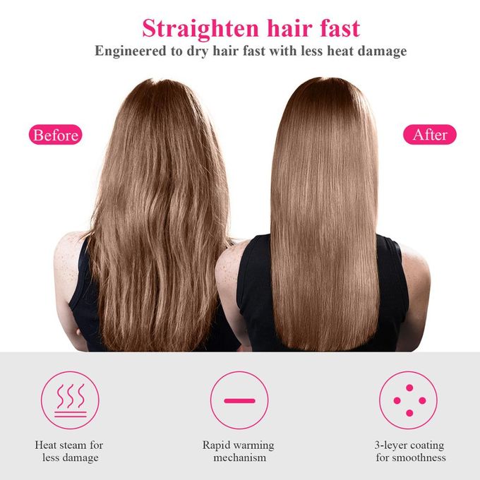 Multifunction Hair Dryer & Volumizer Negative Ion Straightener; Electric Blow Dryer Brush 3 In 1 Hair Straightener