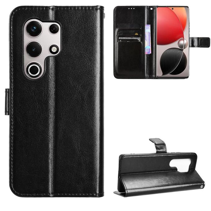 Samsung Galaxy S25 Ultra Wallet Case Anti-lost Cover Shockproof Stand Flip Leather Case Black