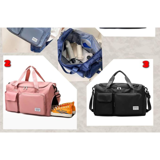 Fashion Pocket Front Gym Duffel Bag with Shoe Compartment