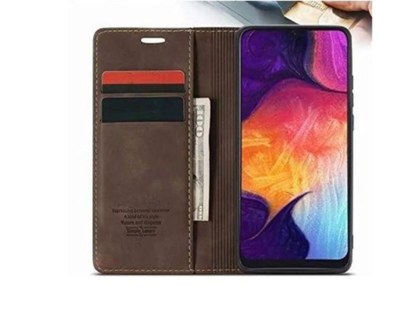 LEATHER FLIP CASE FOR TECNO SPARK 30 4G WITH MAGNETIC CLOSURE, KICKSTAND AND CARD POCKETS, coffee brown