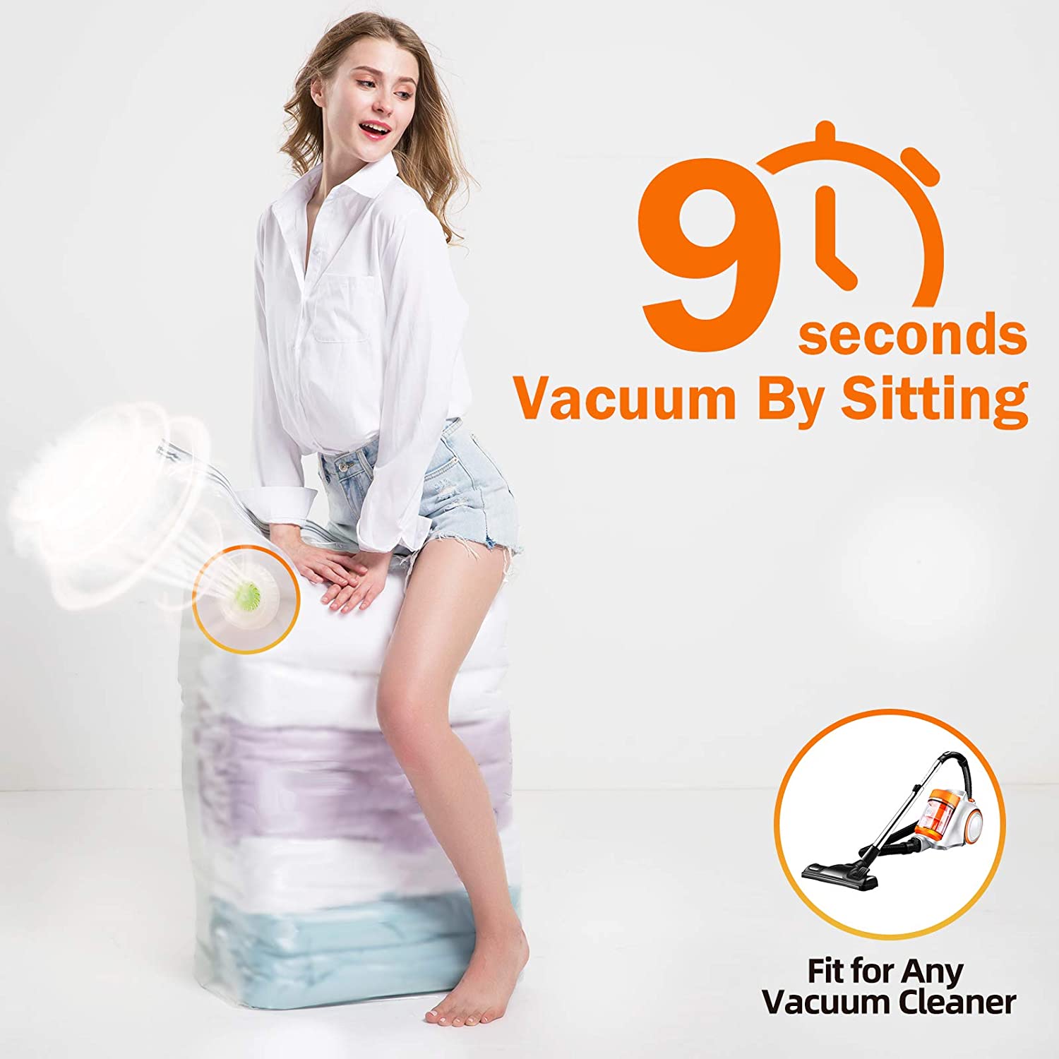 5pcs set No Pump Needed Vacuum Storage Bags for Clothes Blankets Comforters Sweaters Pillows Home Compression Seal Bags Space Saver Bags