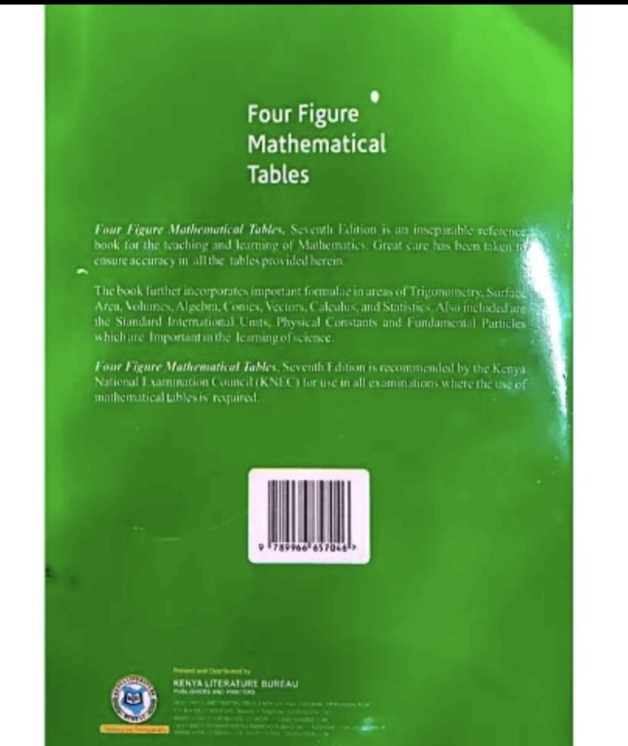 Four Figure Mathematical Table 7th Edition