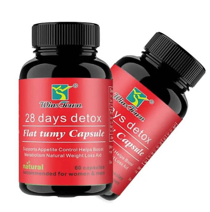 Wins Town 28 Day Detox Flat Tummy Capsules – Belly Fat Burner, Cleanse & Slim – 60 Capsules