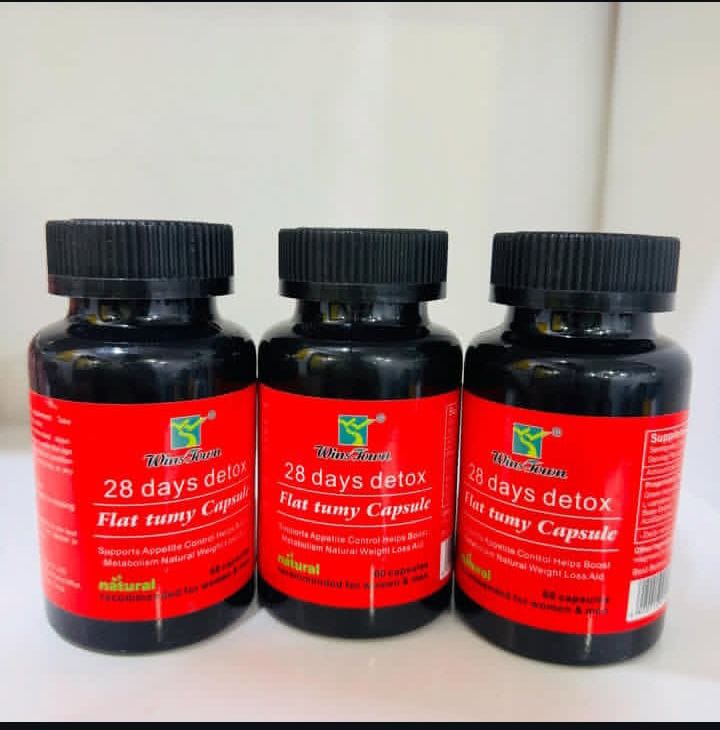 Wins Town 28 Day Detox Flat Tummy Capsules – Belly Fat Burner, Cleanse & Slim – 60 Capsules