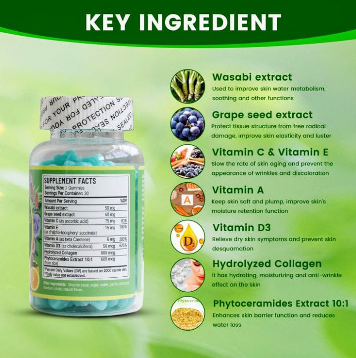 Anti-Aging Collagen Gummies – Skin, Hair & Joint Support  and cell rejuvination . Age like fine wine– 60 Gummies