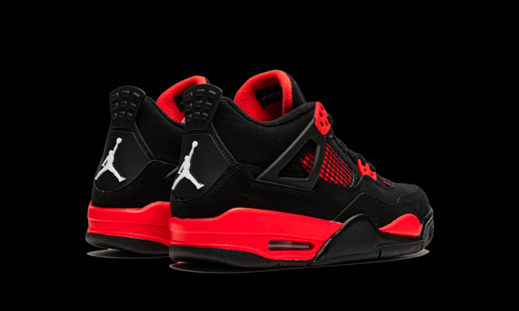 NEW ARRIVAL NIKEE Air Jordan 4 Retro “Red Thunder” – Limited Edition Nubuck Sneakers | Unisex Streetwear Basketball Shoes