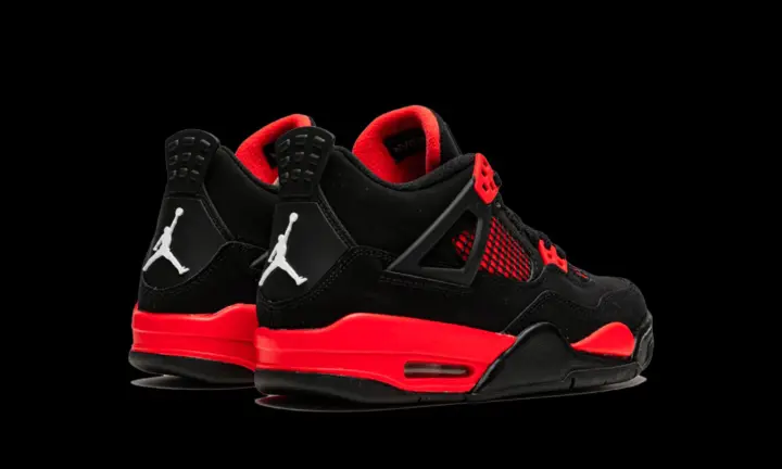 NEW ARRIVAL NIKEE Air Jordan 4 Retro “Red Thunder” – Limited Edition Nubuck Sneakers | Unisex Streetwear Basketball Shoes