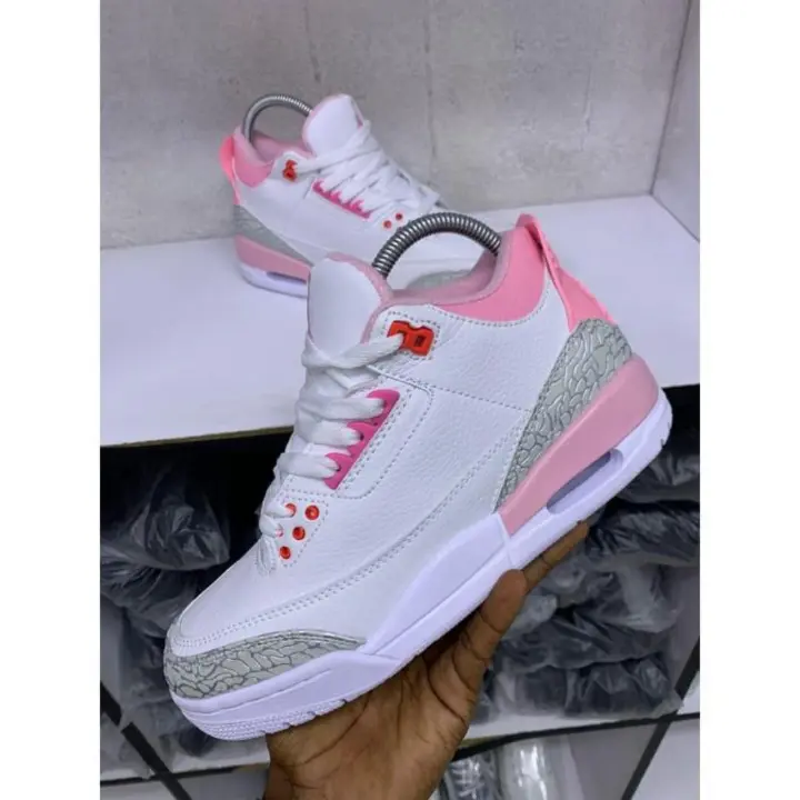 NEW ARRIVAL Air Jordan 3 Retro White & Pink Women Sneakers – Original High-Top Basketball Shoes for Women, Premium Leather, Iconic Design, Comfortable & Limited Edition 👟✨