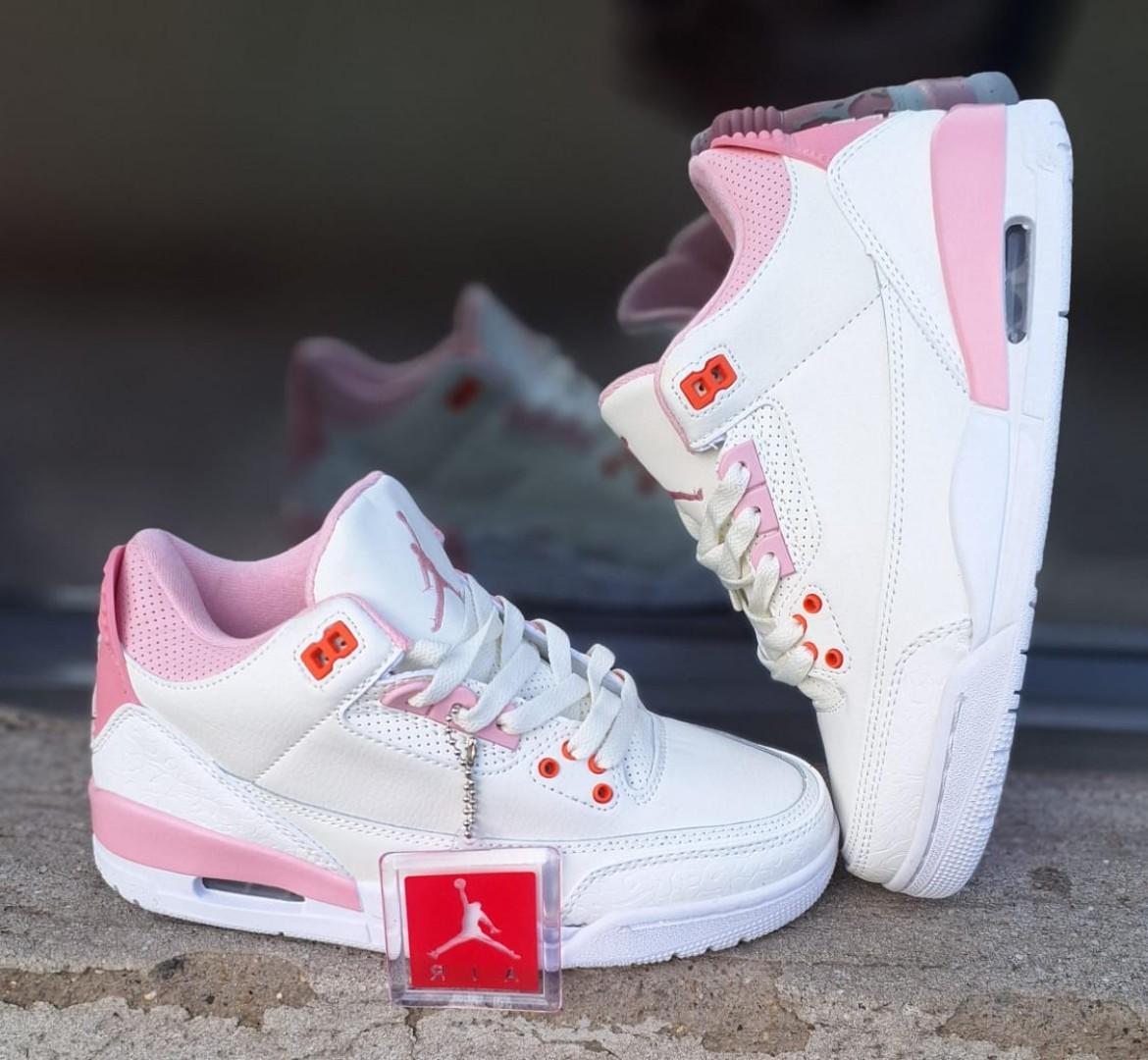 NEW ARRIVAL Air Jordan 3 Retro White & Pink Women Sneakers – Original High-Top Basketball Shoes for Women, Premium Leather, Iconic Design, Comfortable & Limited Edition 👟✨