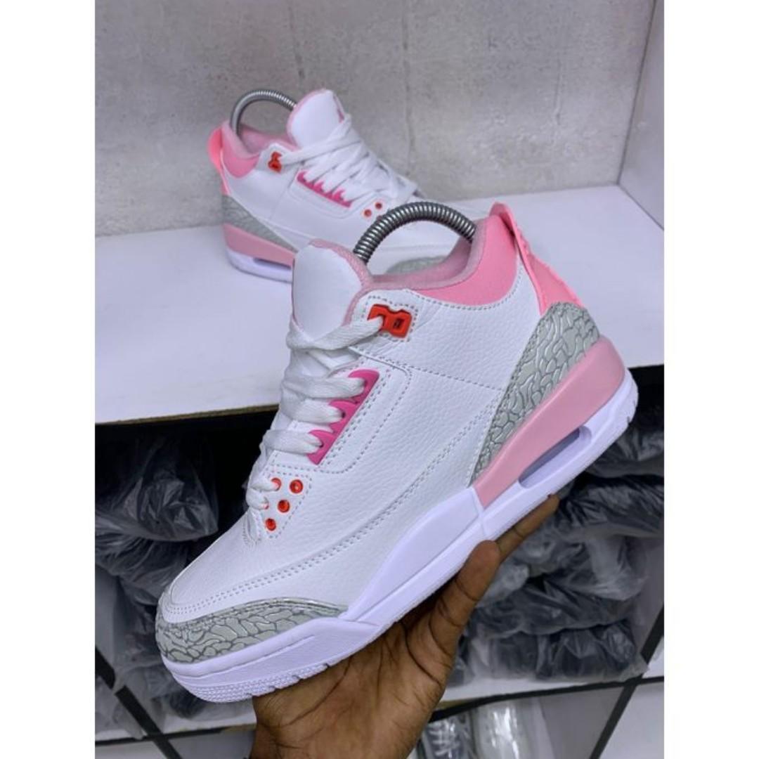 NEW ARRIVAL Air Jordan 3 Retro White & Pink Women Sneakers – Original High-Top Basketball Shoes for Women, Premium Leather, Iconic Design, Comfortable & Limited Edition 👟✨