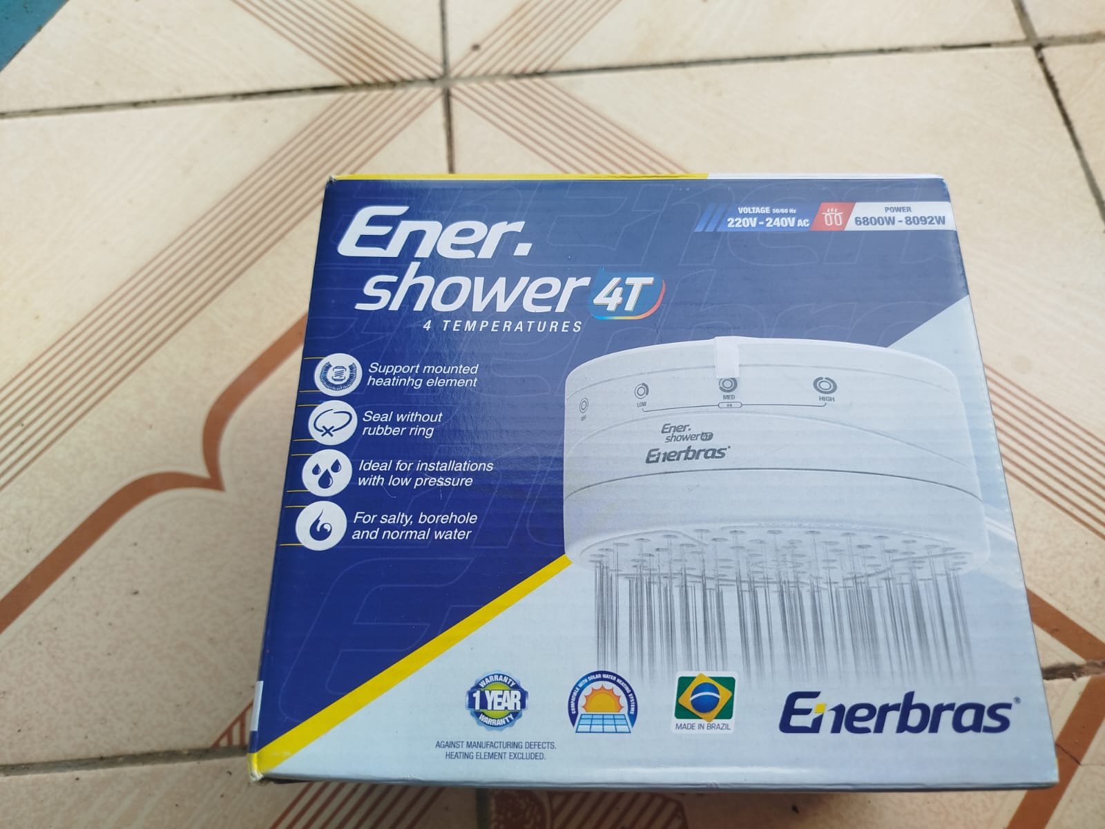 ENERSHOWER ORIGINAL 4T ORIGINAL SHOWER WITH A VALID 2YRS PERFECTLY WORKING WARRANT 220V 6800W LARGE