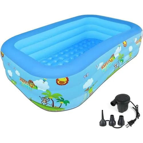 KEEP THE FUN ON 🥳😇Portable Inflatable Swimming Pool for Kids & Adults With Free Pump.★Big enough to play The size of the above ground pools is suitable for playing with friends or family