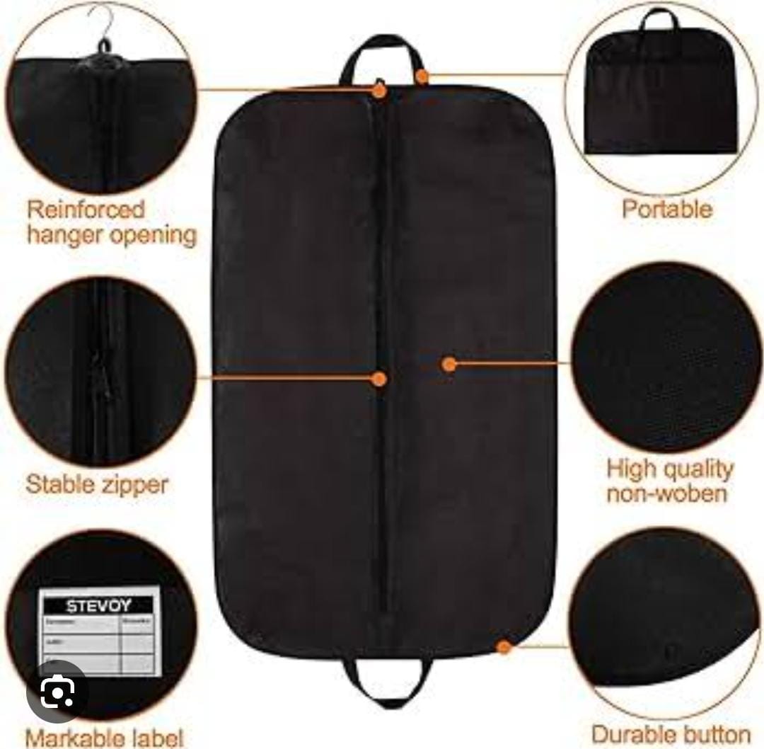 *Waterproof dustproof strong fabric suit bag with zip and carrier handles