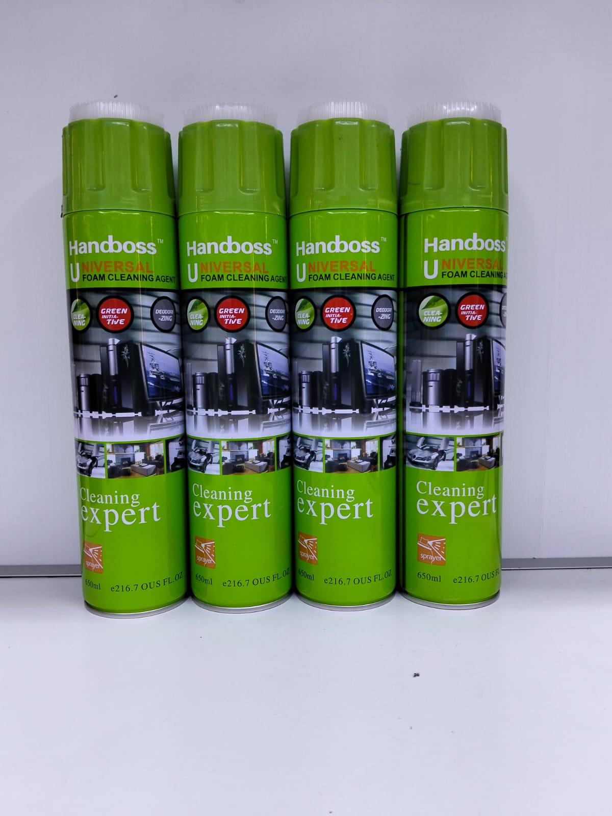 Handboss Universal Foam Cleaning Agent. This product is a versatile, multi-purpose cleaning solution designed to remove dirt, dust, grease, and stains from various surfaces. 
Key features and uses inc