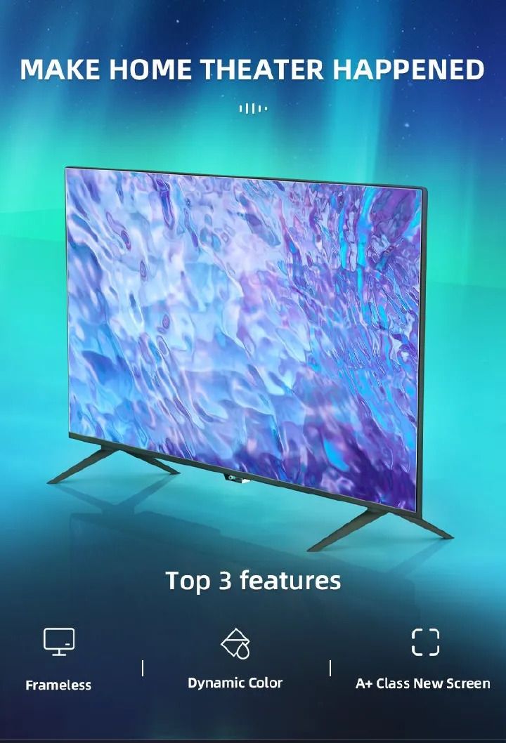 AILYONS LET3208W 32" FHD Frameless Digital LED TV Inbuilt Decoder DVB T2/S2 - USB-HDMI-VGA - Black