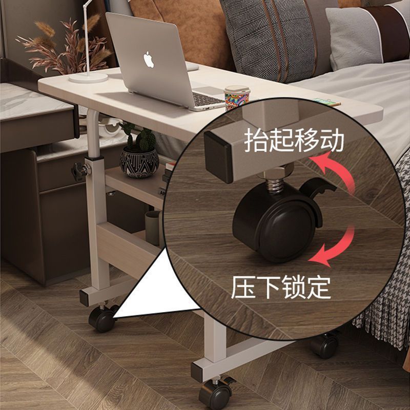 Adjustable Mobile Laptop Table with Wheels, Heavy-Duty 50KG Load Capacity, Lower Storage Shelf, Wear-Resistant Quality Surface, Home & Office Use