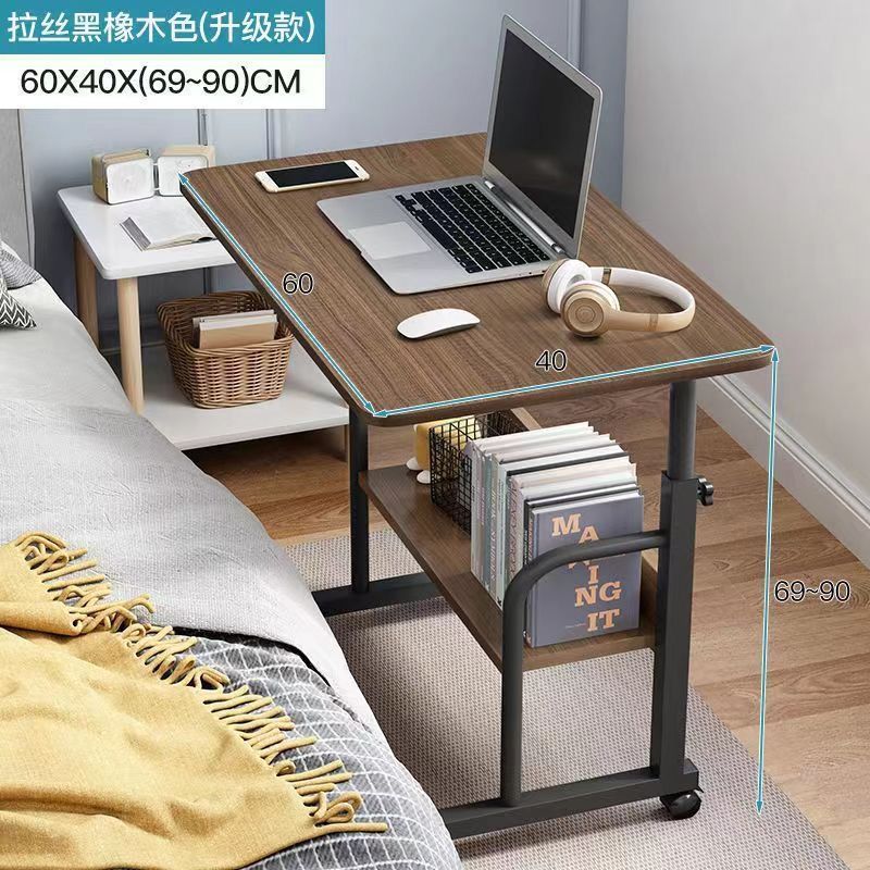 Adjustable Mobile Laptop Table with Wheels, Heavy-Duty 50KG Load Capacity, Lower Storage Shelf, Wear-Resistant Quality Surface, Home & Office Use