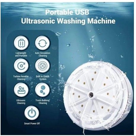 Turbine Multi-Purpose Ultrasonic Mini Washing Gadget – Portable USB-Powered Washer with Forward & Reverse Cleaning​