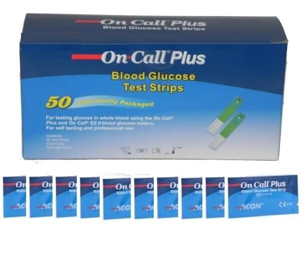 🩺 On Call Plus Blood Glucose Test Strips – 50 Count