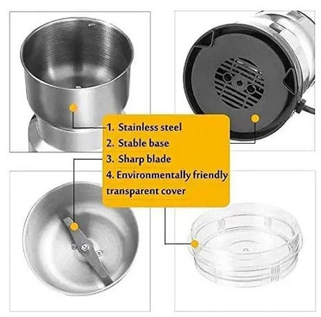 Nima Mini Electric Grinder – 150W Stainless Steel Blade, Compact Design for Grinding Coffee, Cardamom, Nuts, and Spices – Ideal for Home Kitchens