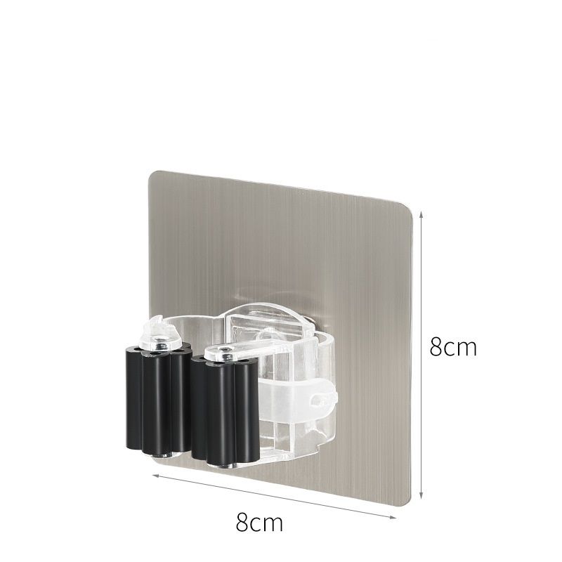 Wall-Mounted 4-Piece Mop Holder Set – Heavy-Duty Self-Adhesive Rack for Mops, Brooms & Tools – Space Saver for Kitchen, Bathroom, or Cleaning Closet