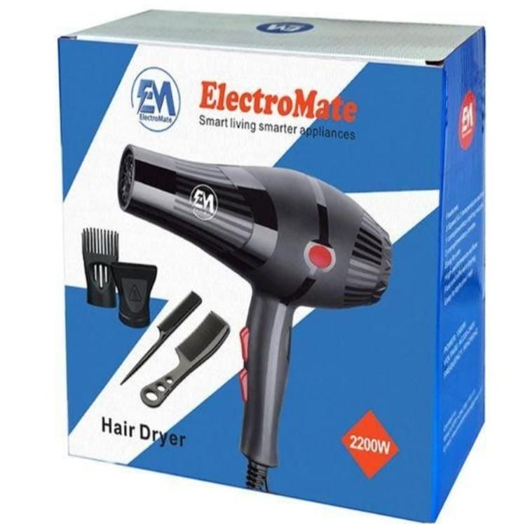 Electromate 2200W Professional Hair Dryer – High-Speed Blowdry with Powerful Motor for Salon-Quality Results | Lightweight & Ergonomic Styling Tool