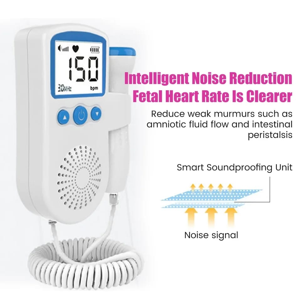 Doppler Fetal Portable Baby Heart Rate Monitor – Handheld Pregnancy Device for Home Use, Real-Time Audio Monitoring, LCD Display with Speaker