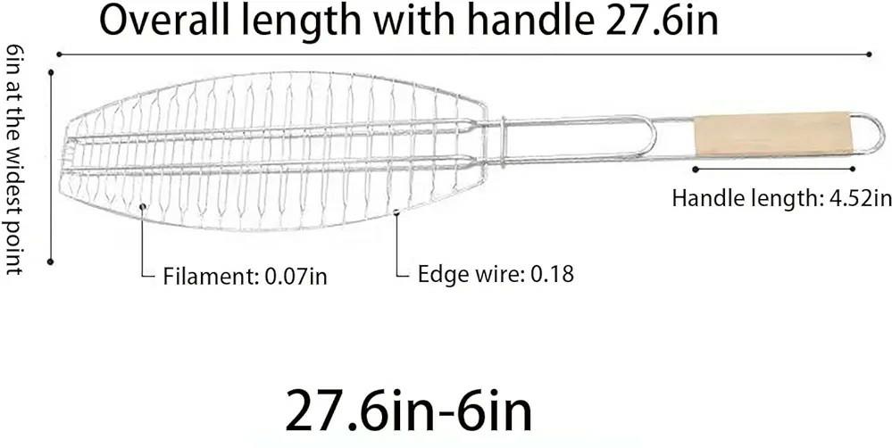 Top-Grade 70cm Fish Grill Basket – Heavy-Duty BBQ Grilling Rack for Camping, Outdoor Barbecue, and Fish Choma – Stainless Steel Food Holder