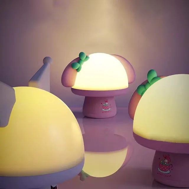 Mushroom Starry Sky Night Lamp with Kids Melodies – Cartoon Sanrio My Melody & Kuromi Design, Desktop Mood Light, Cute Christmas Gift for Kids & Girls