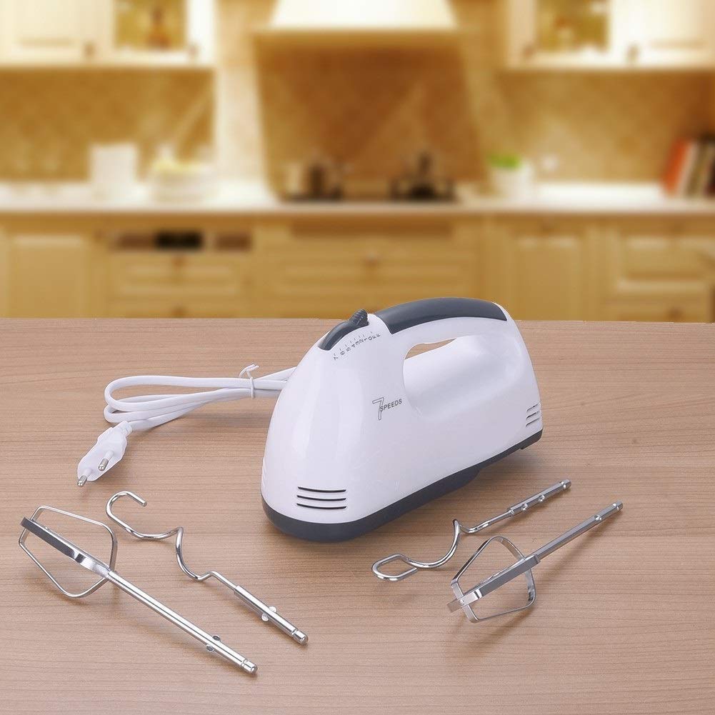 Electric 7 Speed Hand Mixer with 4 Pieces Stainless Blender, Bitter for Cake/Cream Mix, Food Blender, Beater for Kitchen