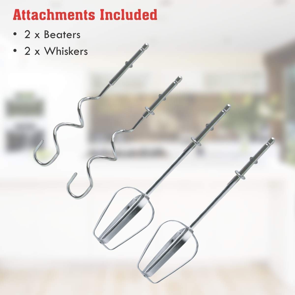 Electric 7 Speed Hand Mixer with 4 Pieces Stainless Blender, Bitter for Cake/Cream Mix, Food Blender, Beater for Kitchen