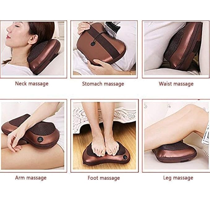 Neck Back Shoulder Heat Pillow Massager for Car Home Office Electronic Massage Pillow Deep Kneading Massager Relax Pain Pillow Cushion Electric Infrared Heating Massager