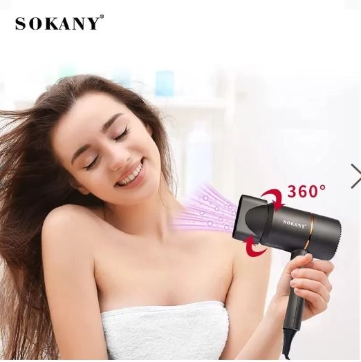 Portable Ionic SOKAYA Hair Dryer, Foldable Handle Hair Dryer,1200W Blow Dryer with Diffuser/Concentrator/Comb Nozzle,Intelligent Temperature Control,Low Noise for Home/Salon/Travel