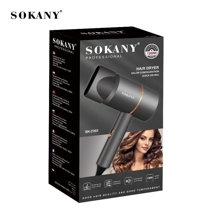 Portable Ionic SOKAYA Hair Dryer, Foldable Handle Hair Dryer,1200W Blow Dryer with Diffuser/Concentrator/Comb Nozzle,Intelligent Temperature Control,Low Noise for Home/Salon/Travel