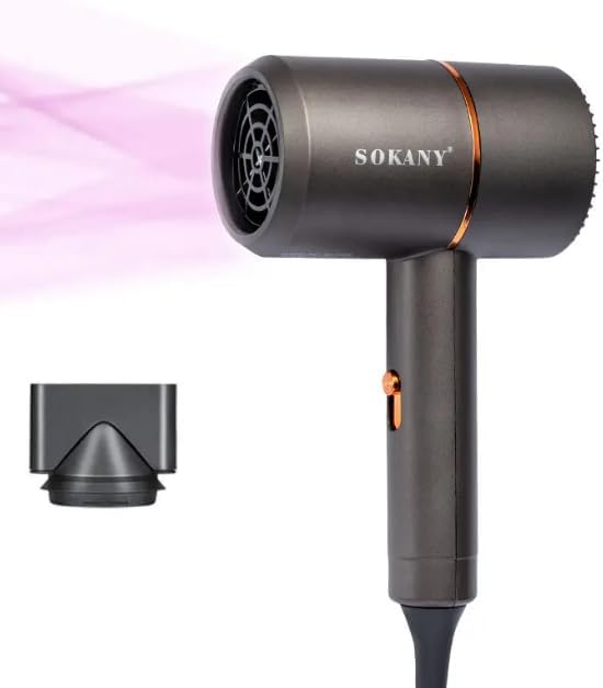 Portable Ionic SOKAYA Hair Dryer, Foldable Handle Hair Dryer,1200W Blow Dryer with Diffuser/Concentrator/Comb Nozzle,Intelligent Temperature Control,Low Noise for Home/Salon/Travel