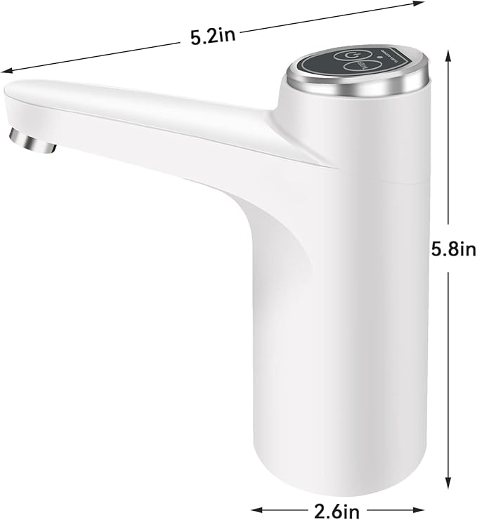 USB Portable Electric Rechargeable Water Pump for 5 Gallon Bottle - Universal 2-5 Gallon Dispenser for Home, Camping, Office - Whitee