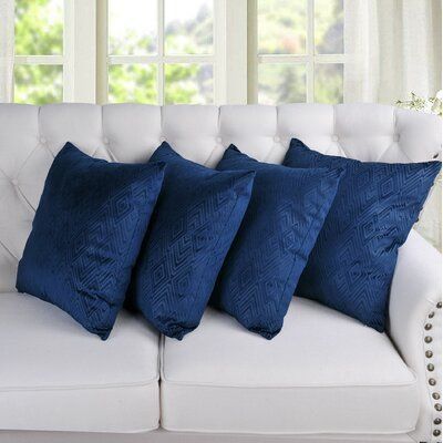 5 COMBO Navy Blue Throw Pillow Covers 45x45 CM for Couch Sofa Living Room, Velvet Soft Cozy Solid Decorative Square Throw Pillows Case Set Cushion Cover Pack of 5