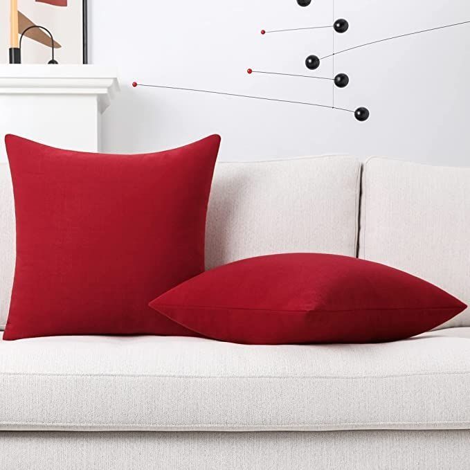 5 combo Throw Velvet Microfiber Soft Cushion, Pillow for Sofa Living Room and Bedroom, 45 *45 cm , Red, 5 Pieces